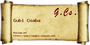 Gubi Csaba névjegykártya